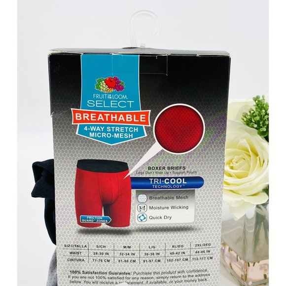 Fruit of the Loom Men's 2-Pk Select Breathable Micro-Mesh Boxer Brief Size Small - Picture 5 of 6